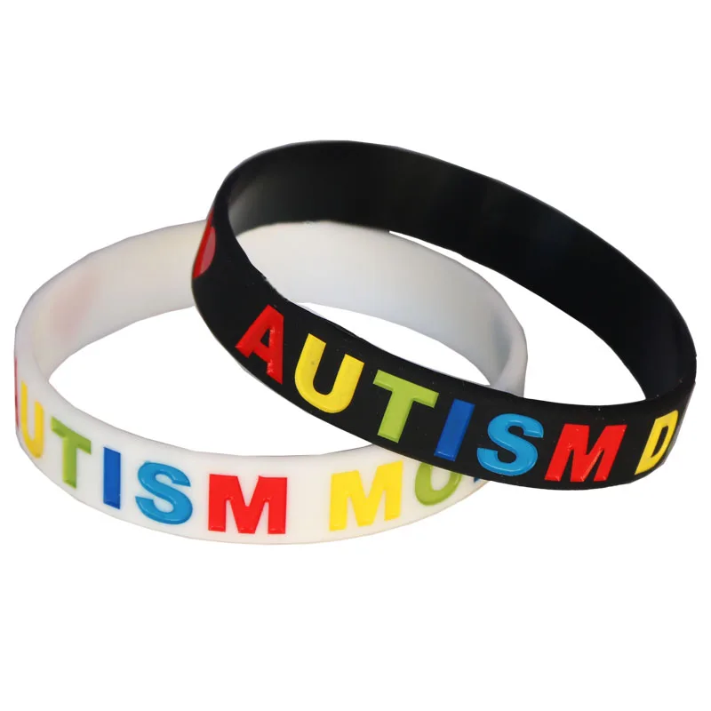 1PC New AUTISM DAD/MOM Silicone Bracelets&Bangles Medical Alert Daily Reminder Awareness Letter Wristbands Gift Adult Size SH123