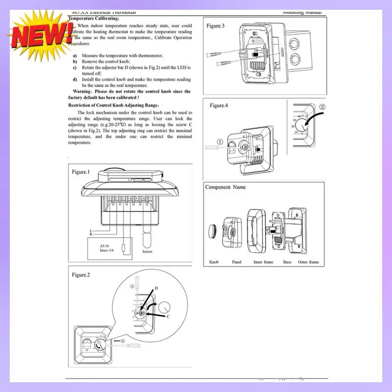 

T24C Mechanical Thermostat Remote Floor Heating Regulator Temperature Controller 16A 220V Floor Heating Thermostat