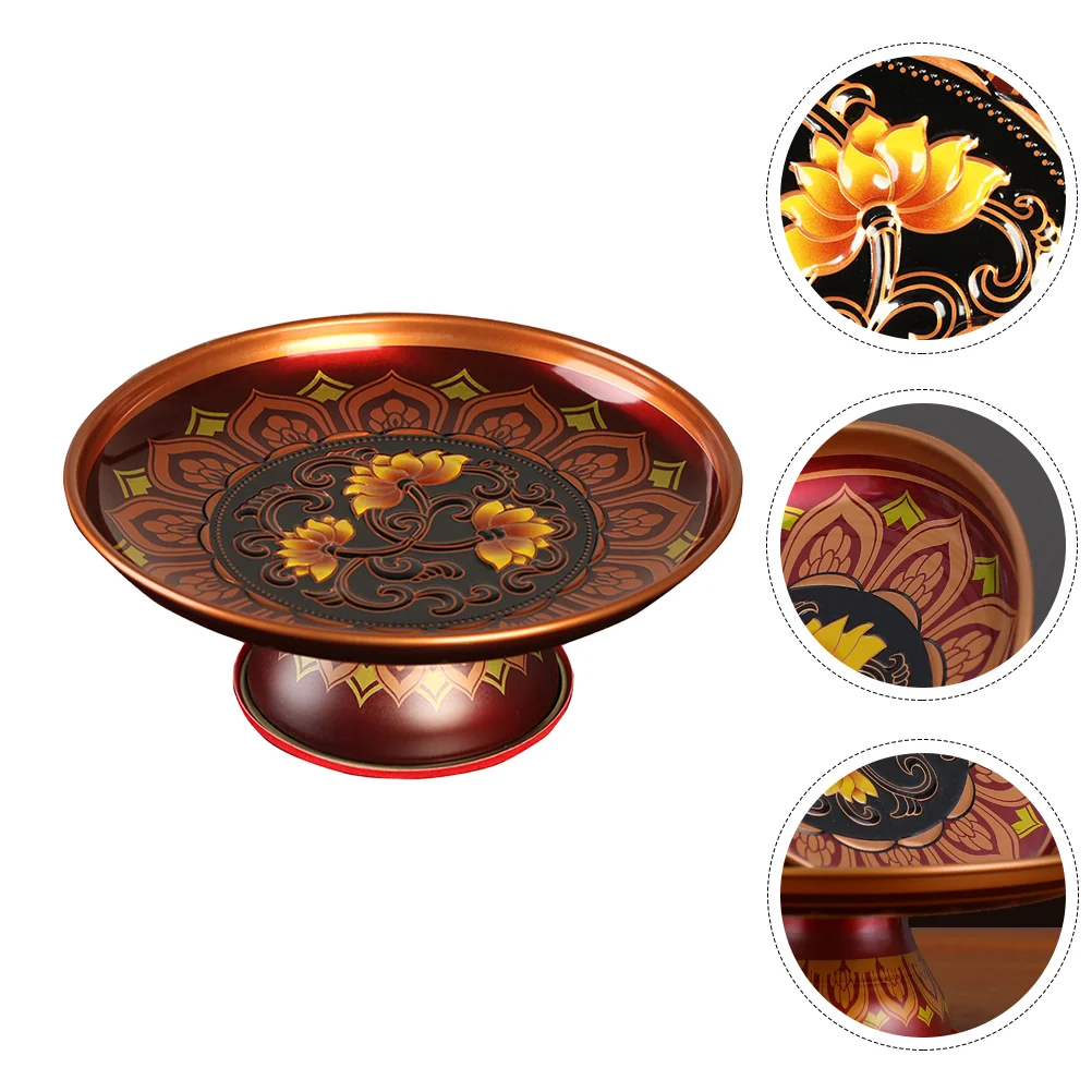 

Alloy Lotus Fruit Plate Retro Exquisite Home Kitchen Tableware Storage Container Multi Purpose Temple Platters