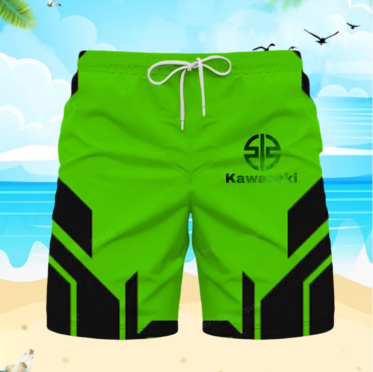 Kawasaki – short d'été pour hommes, maillot de bain, sport, ample, plage, haute qualité, moto, respirant, décontracté, cyclisme en plein air