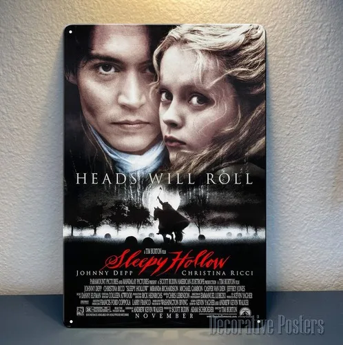 Y1,Sleepy Hollow Johnny Depp Movie Metal Poster Tin Sign 20x30cm Collectable Plate  -aluminum