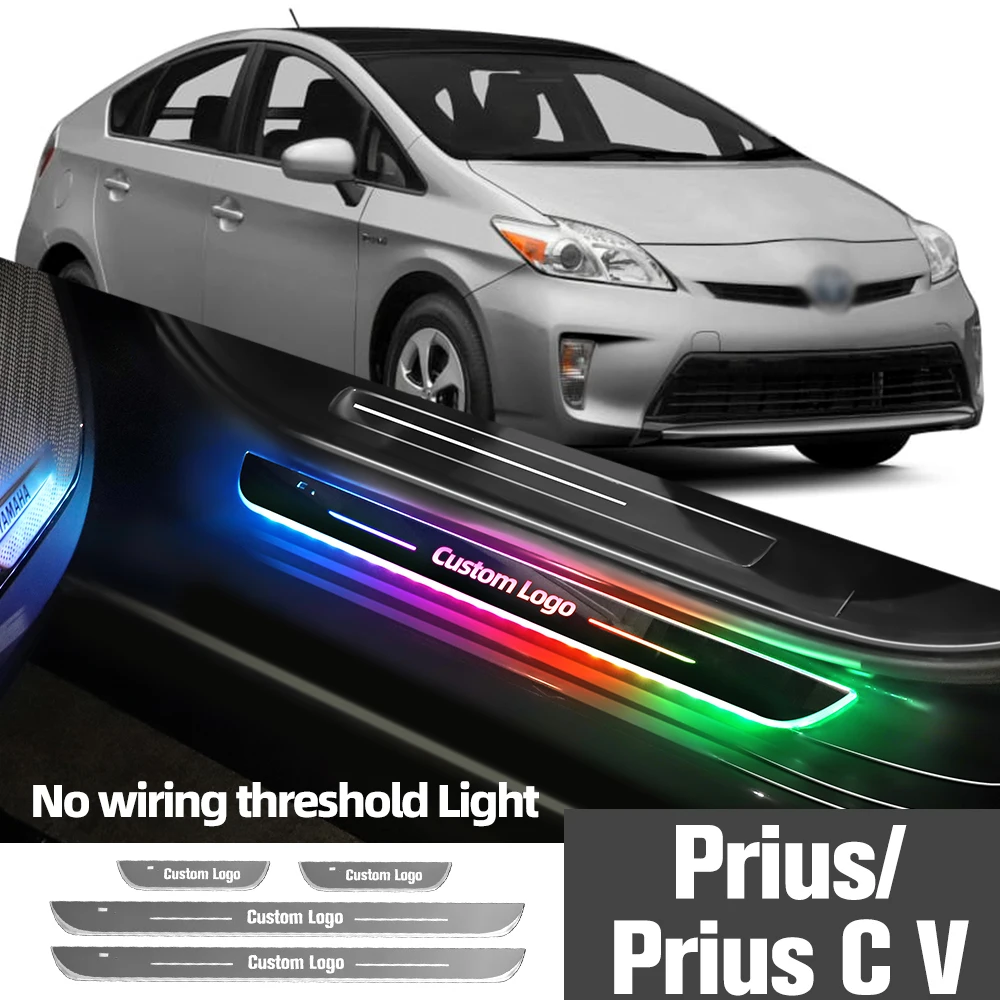 For Prius C V 2003-2022 2015 2016 Car Door Sill Light Customized Logo Led Welcome Threshold Pedal Lamp Accessories