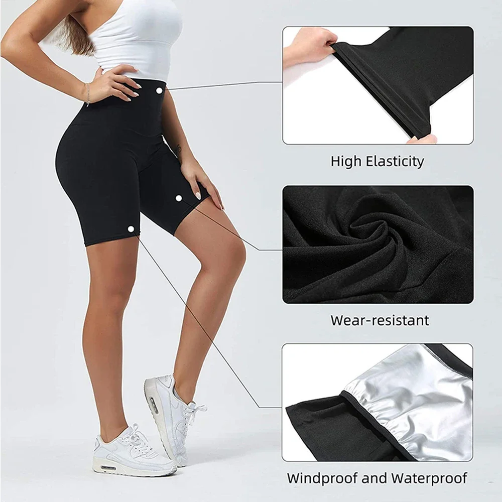 1PC Sauna Sweat Shorts for Women, Slimming Compression Workout Thermo Waist Trainer Slimming Leggings Pants Body Shaper