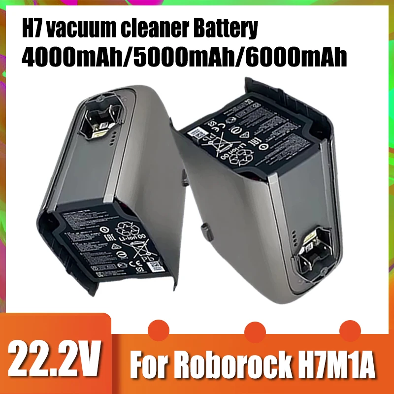 For Roborock H7M1A handheld vacuum cleaner battery replacement accessories, 22.2V lithium-ion battery 6000mAh