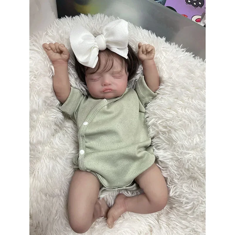 45CM Reborn Baby Doll Newborn Size Girl Rosalie Hand Painting 3D Skin with Many Detailed Veins Muñecas Bebes Reborn Dolls Toys