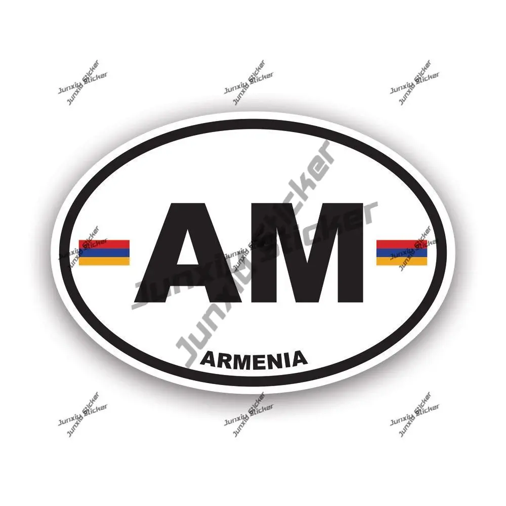 Armenia Oval Sticker Armenian Flag Country Code AM Decal for Car Laptop Bumper Truck Bodywork Motor Helmet ToolBox Accessories