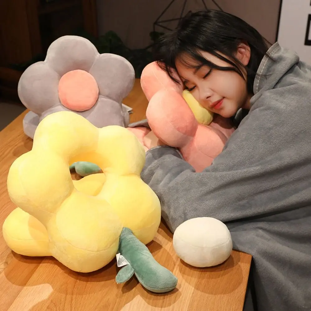 Cuscino scaldamani a doppia faccia e seta di ghiaccio Fiore super morbido Cuscino per pisolino da ufficio Tenere a mano Cuscino per fiori di cartone animato Farcito Uomo Donna