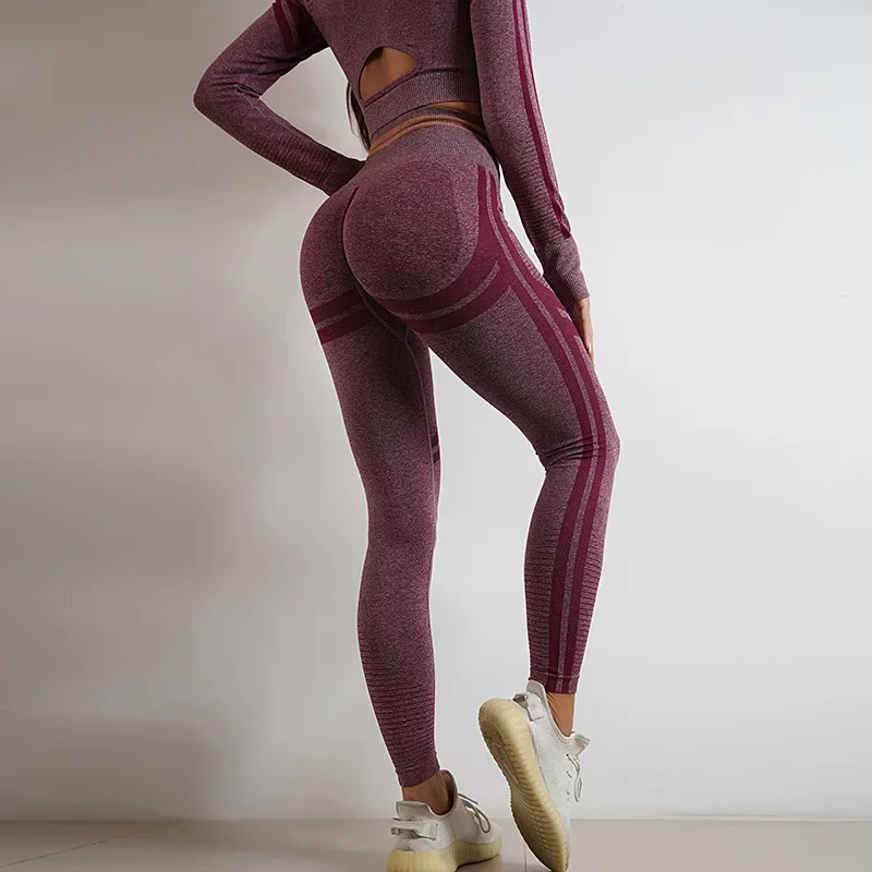 Celana Yoga wanita, celana legging olahraga wanita, celana Yoga ketat, celana Fitness pinggang tinggi, persik, angkat pinggul, celana lari, celana legging Gym