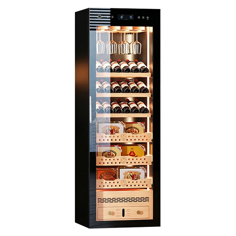 Cigar Cabinet with Constant Temperature and Humidity Display Cabinet, Cedar Wood Wine Moisturizing Tobacco Cabinet