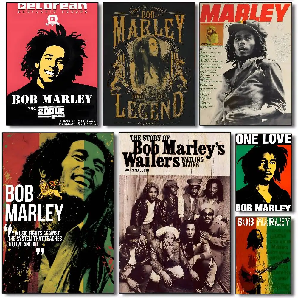 Bob Marley Reggae Singer Painting Poster Art canvas HD aesthetic Printing Paper Wall Art for Living Room Bar fashion Home Decor