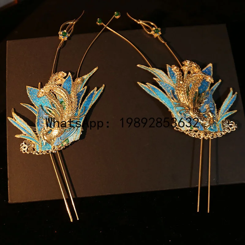 FS ancient style exotic style Dunhuang flying hair phoenix crown headgear ancient style forehead hair chain Hanfu