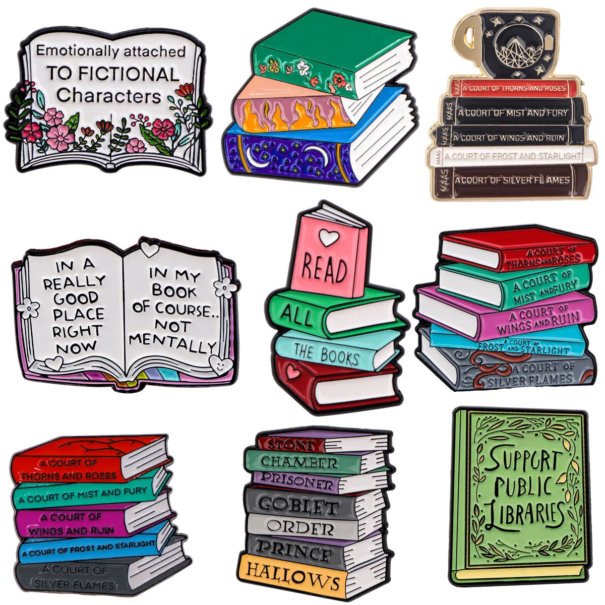 Books Collection Enamel Pin Brooch Pines Lapel Pins Funny Badge Costume Accessories Quotes Jewelry Reading Enthusiasts Gifts