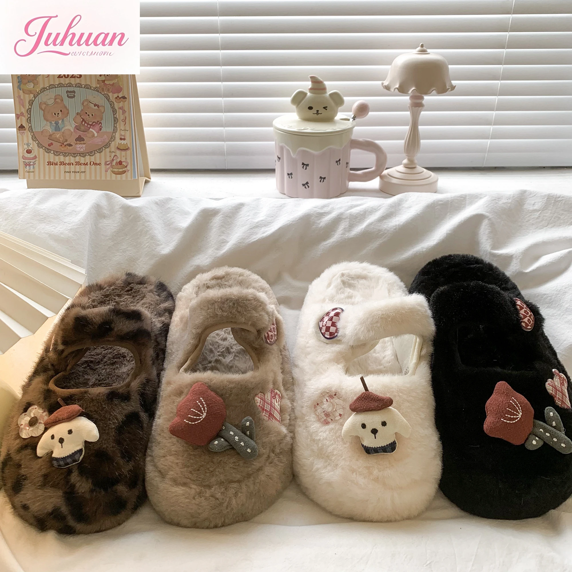 

Милые полутапочки с мультяшной сумкой, женская верхняя одежда, осень-зима 202, бархатная теплая нескользящая пушистая хлопковая швабра с толстой подошвой