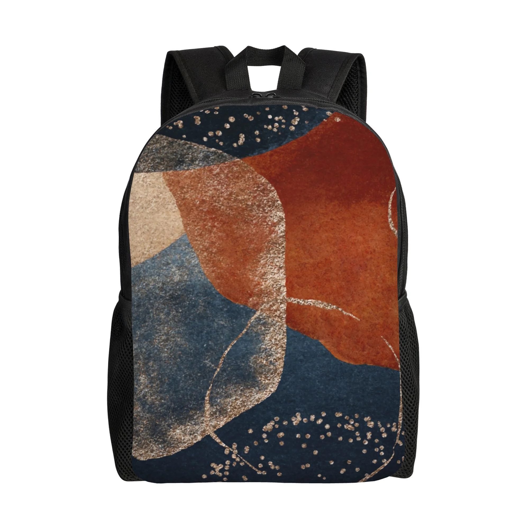 

Navy blue, blush and terracotta backpack - fashionable single-layer design, suitable for campus and short trips, supports