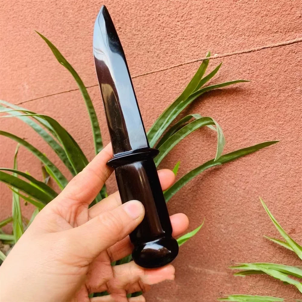 

Crystal Protection Natural Obsidian Dagger Healing Stone Handmade Knife Men Gifts Magic Talisman Sword Witch Supplies Ornaments