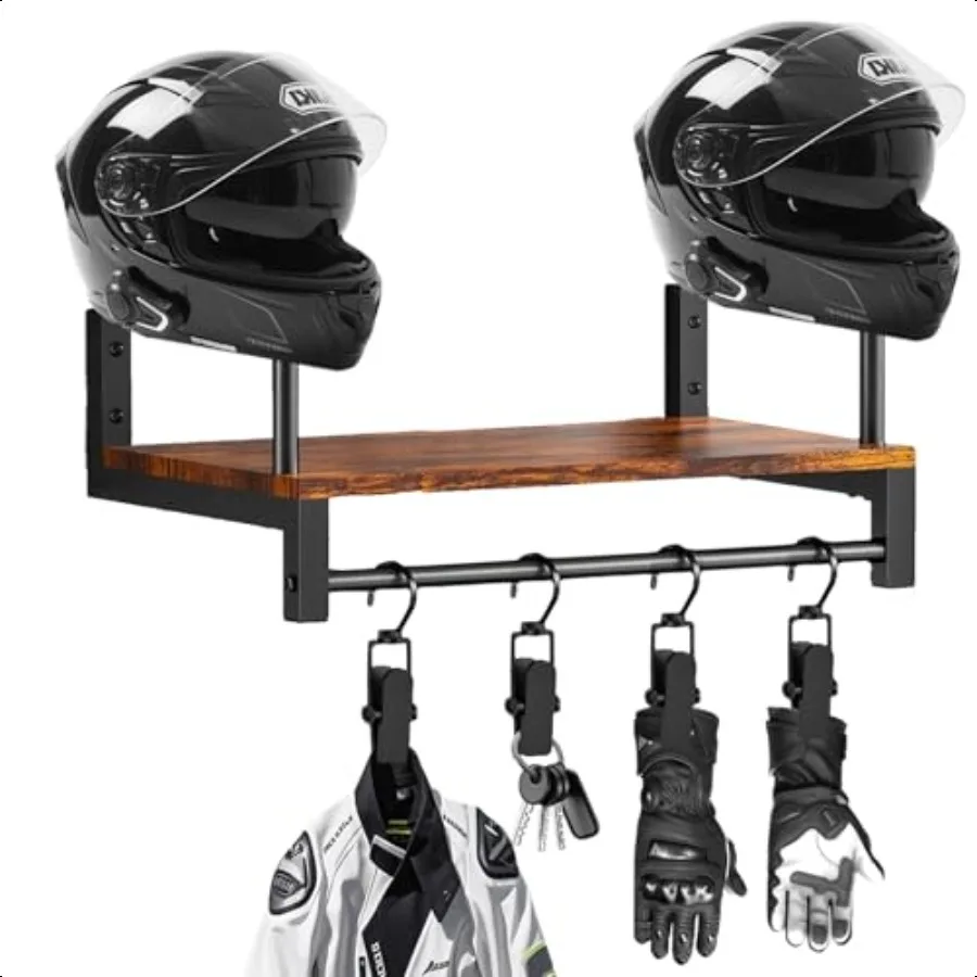 

Helmet Rack Wall Mount Durable Motorcycle Helmet Holder Helmet Stand Display MultiFunction Motorcycle Helmet Rack with 4 Glove