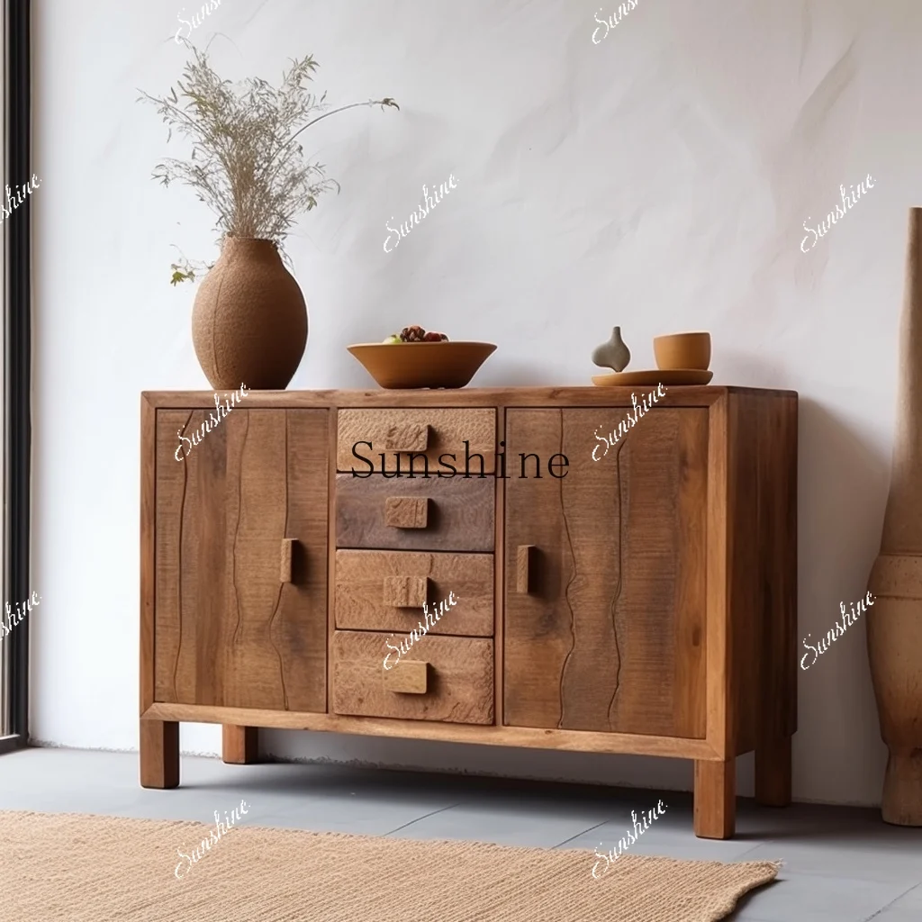 Wabi Sandy Wind Solid Wood Edge Entrance Tea Cabinet Bedroom Nordic Simple Household Multifunctional Storage  FT