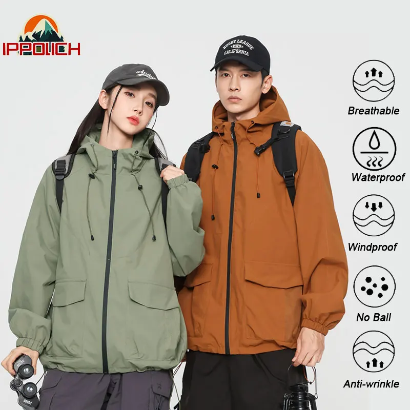 Hommes en plein air imperméable coupe-vent veste à capuche randonnée vestes automne coupe-vent manteau à capuche femmes décontracté Camping veste escalade