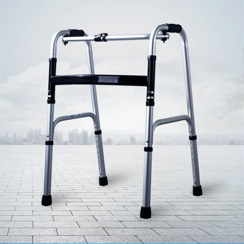 

Aluminum Alloy Walker Crutches The Elderly Medical Apparatus with Wheel and Seat Pad Walker Holder Height Adjustable