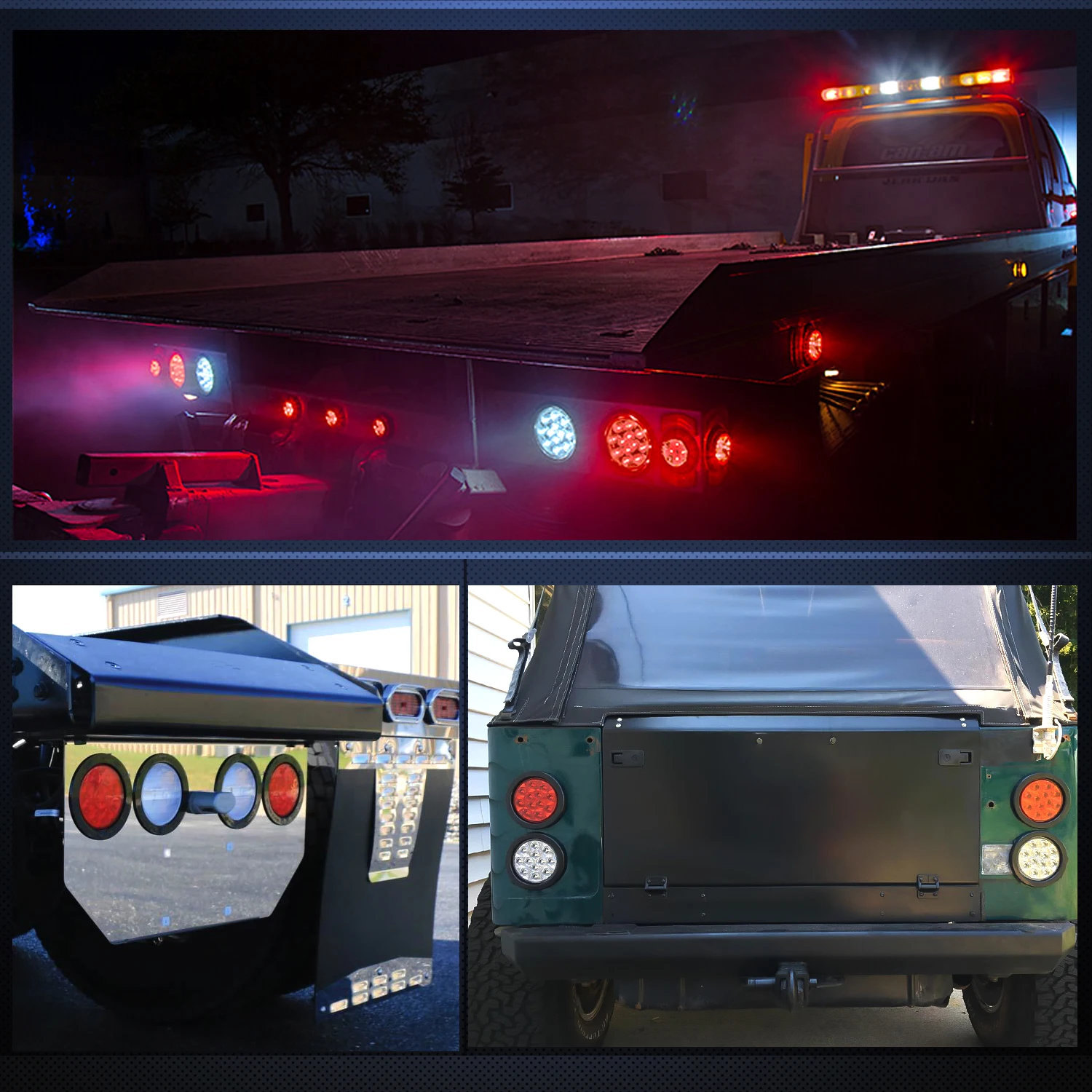 Luces Traseras LED Redondas de 4' para Remolque, Color Rojo, con Conectores de Montaje Superficial, IP67, Luces de Freno, Direccional y Traseras para Camión, Remolque, RV, Jeep, 2 Piezas