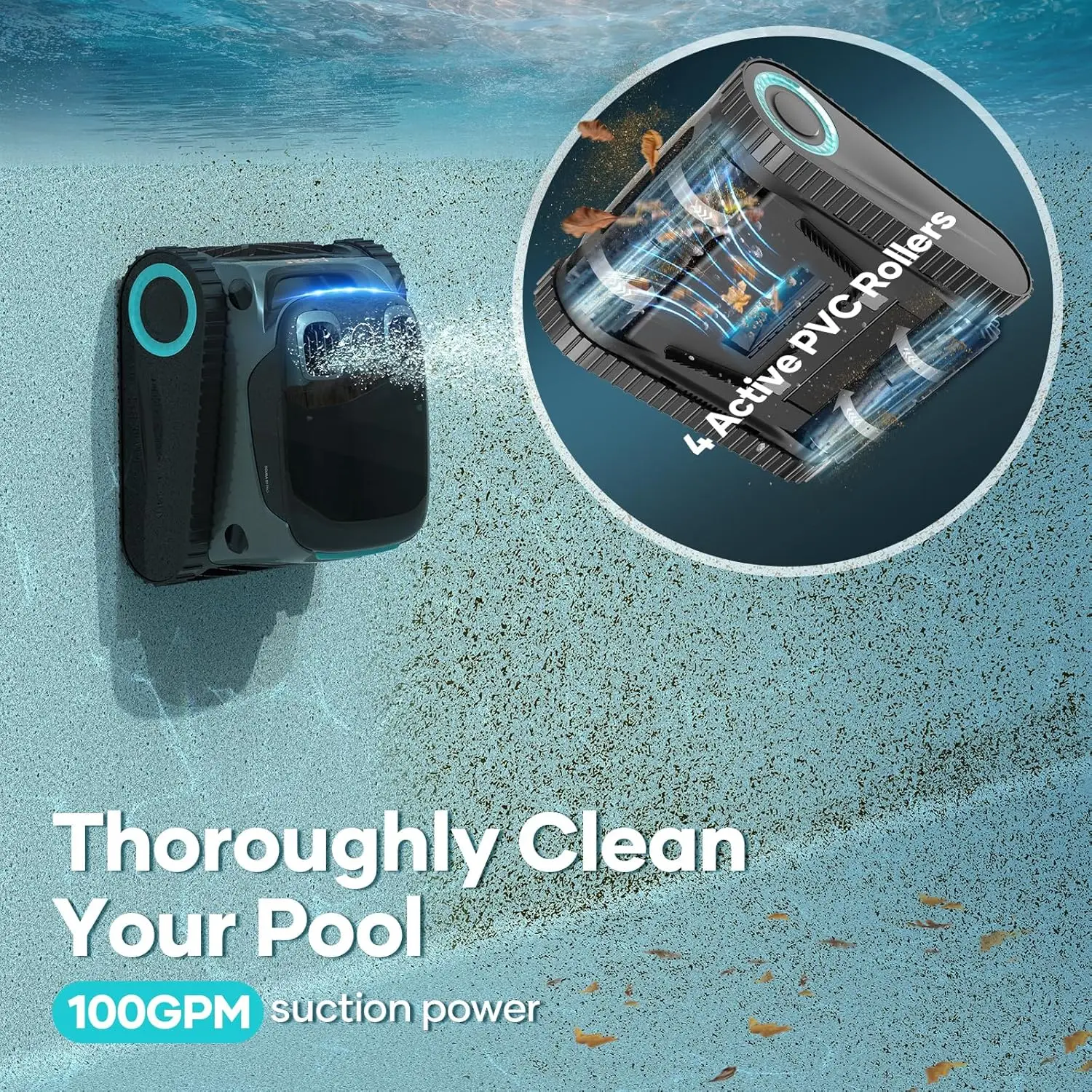 Pro Cordless Robotic Pool Cleaner, 2024 Automatic Pool Vacuum with Horizontal Waterline Cleaning