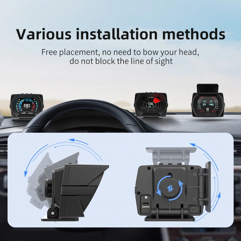 HUD A450 Multi-function LCD Speedometer With Japanese/Thai/English Version OBD2+GPS Hud Display