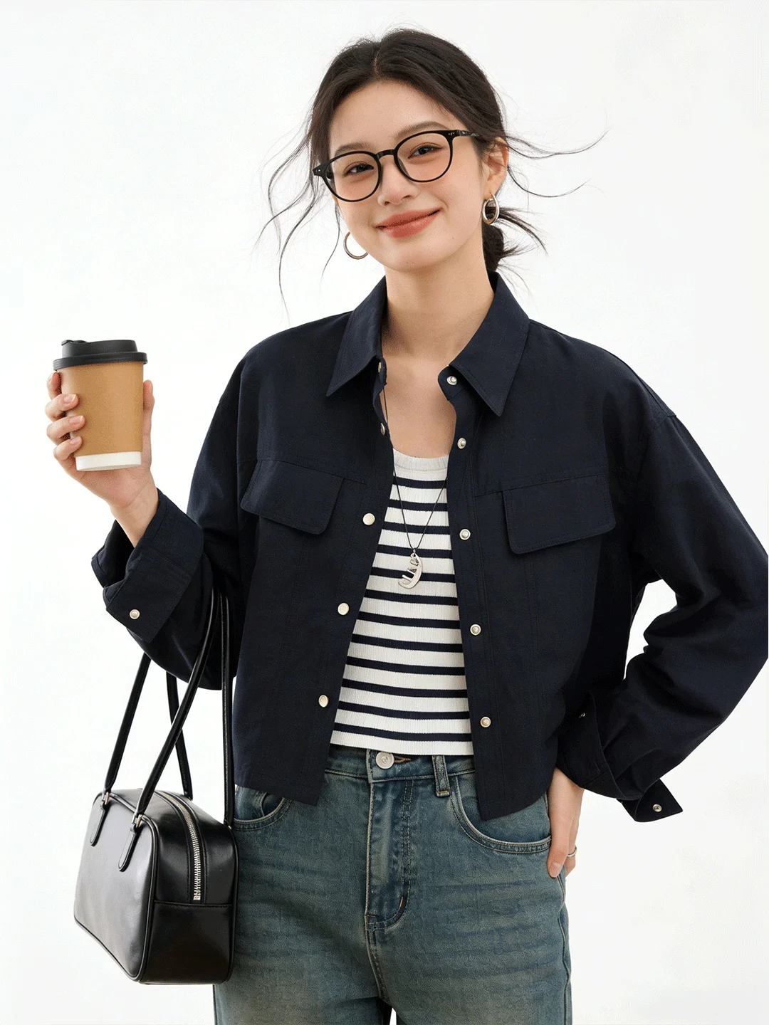 

Retro k Blue Collar irt Jaet Combo Slimming Stripe Tank Top Spring Women's Faion Set ort Sve Long Sve