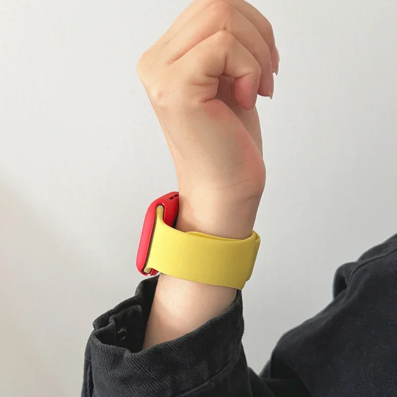 حزام رياضي + حافظة لساعة أبل 46 مللي متر 44 مللي متر 40 مللي متر 45 مللي متر 41 49 مللي متر 42 مللي متر سيليكون لون الحلوى سوار الفرقة iWatch series10 8 9 7