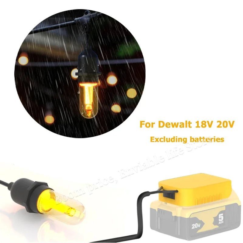 Outdoor Garden/Patio/Wedding Vintage Festoon Ball String Light For Dewalt 18V 20V Battery Globe String Lights String Light