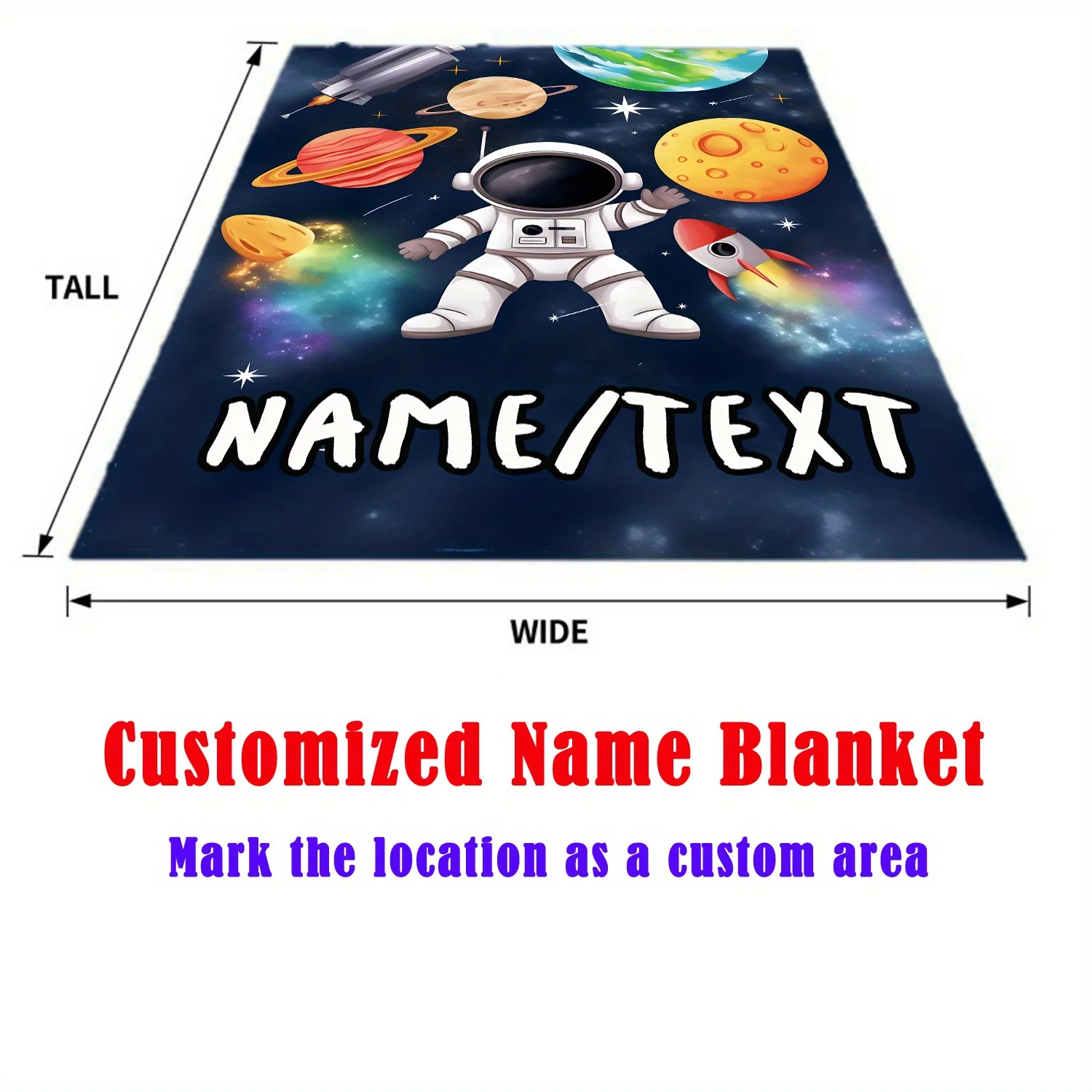 Customizable Space Themed Flannel Blanket - A Soft and Lightweight Parabolic Blanket with Astronaut and Planetary Designs