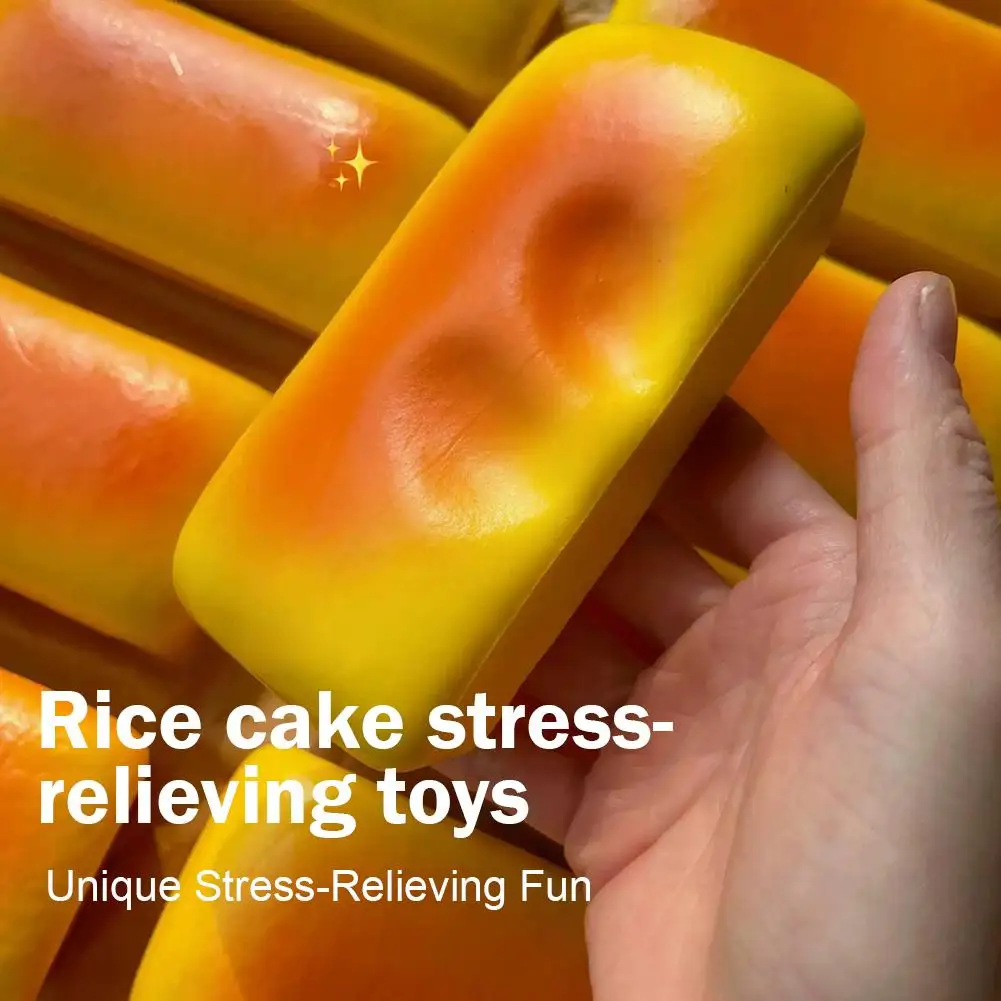 Juguete antiestrés de goma súper pegajosa y masticable con forma de pastel de arroz horneado, de rebote lento para aliviar el estrés