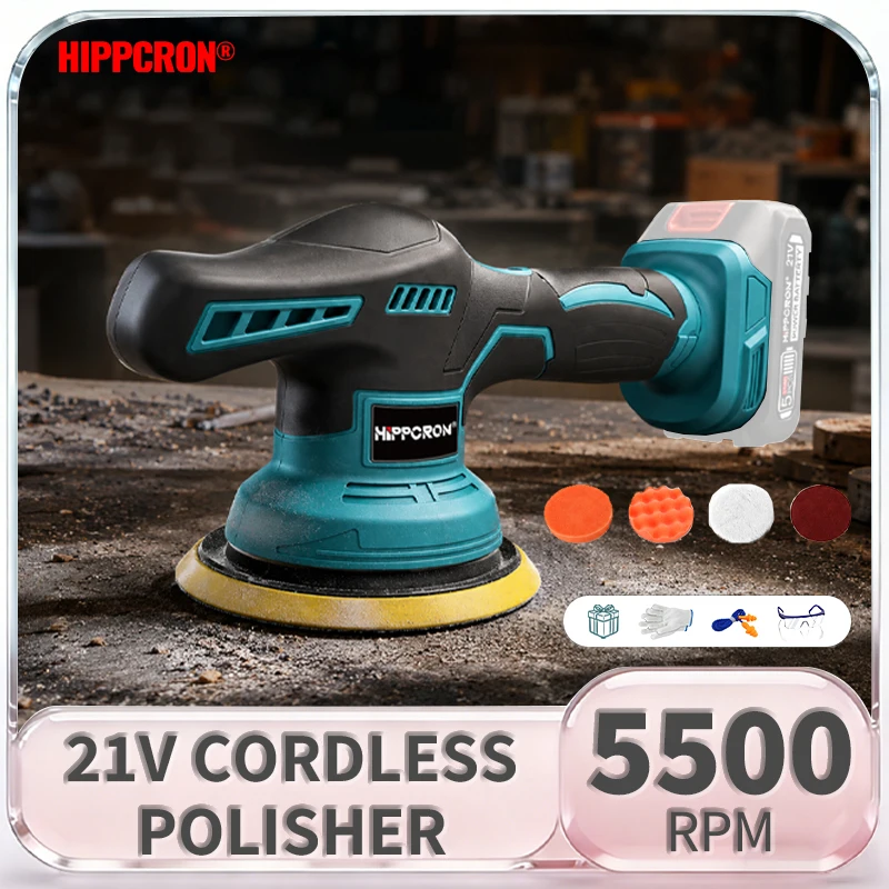 HIPPCRON Lightweight 5500RPM 8 Gears Cordless Car Polisher Multi-functional Sanding Machine Waxing 18-21V For Makita(NO Battery)