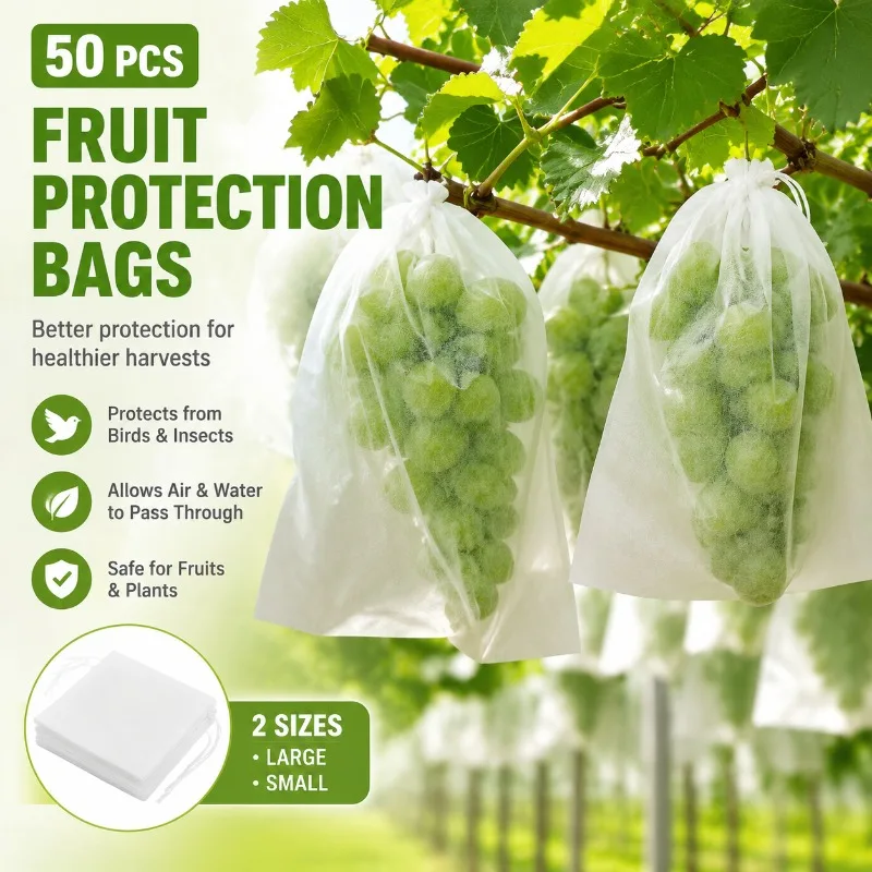 Light Transparent Fruit Protection Net Bags Anti-bird Insect Cover Pouch for Grape Blueberry Tomato Pitaya Breathable Mesh Fruit