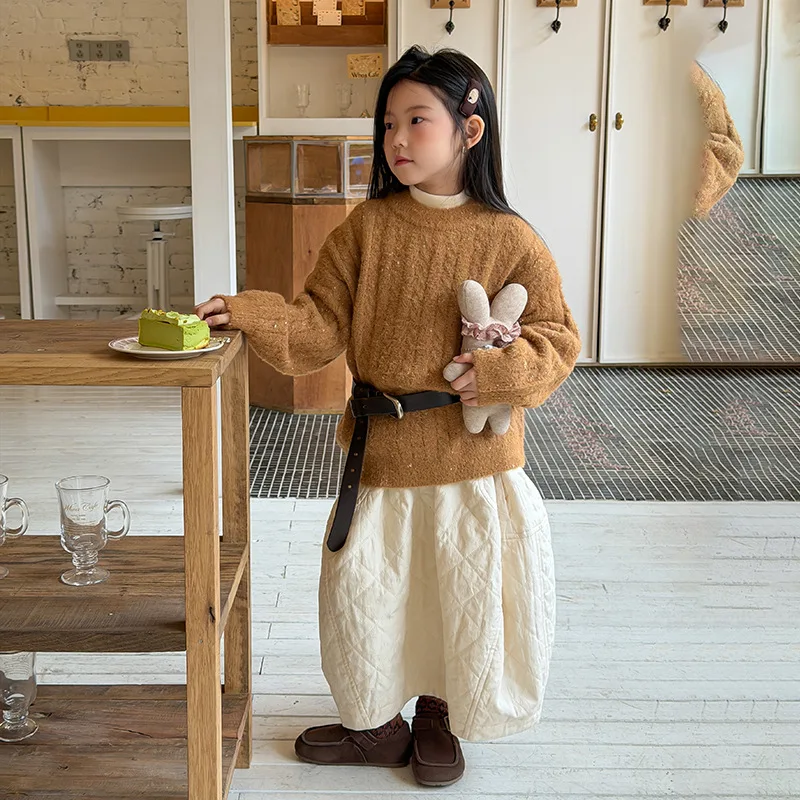 Girls' Gentle Wind Sweater Children's Warm Knitting Fried Dough Twists Top
