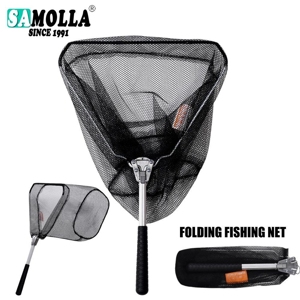 

SAMOLLA Folding Fishing Pole Ultralight Aluminum Alloy Silicone Fly Carp Course Sea Mesh Fishing Net For Fly Fishing