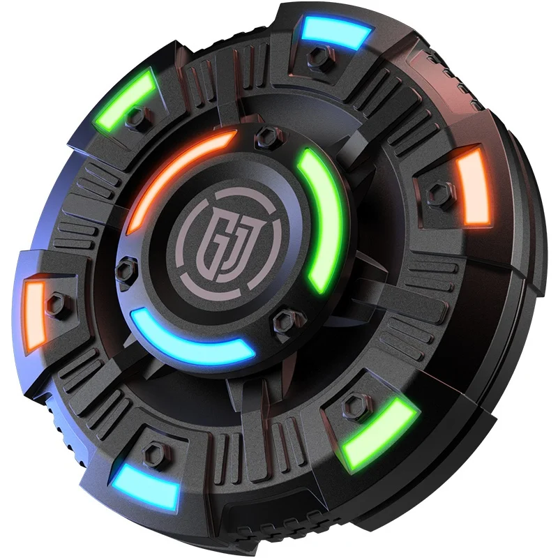 Glowing Black Tech Fidget Spinner Two-In-One Finger Relaxing Toy For Boys Casual Play Stress Relief Spinner