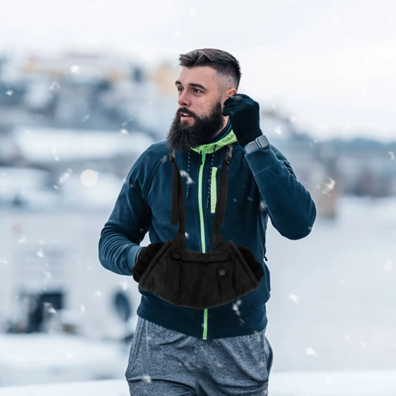 

USB Powered Electric Hand Warmer Bag Polyester Black Magnetic Heating Handbags Portable Winter Supply Travel Outdoor