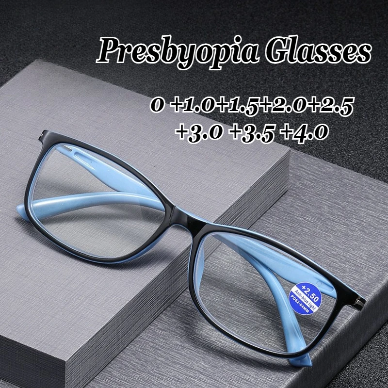 

Neutral Fashion New Square Frame Presbyopia Glasses Blue Light Blocking Eye Protection Ultra-light Reading Glasses 0 TO +4.0