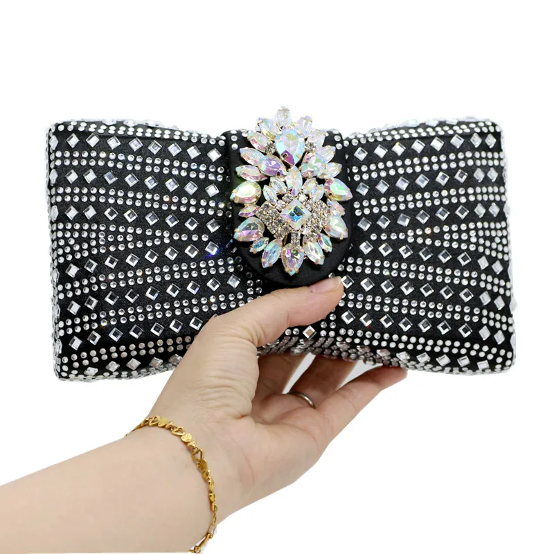 Nữ Dự Tiệc Clutch Túi Đựng Cao Cấp Hình Nơ Màu Xanh Hoàng Gia Xách Túi Buổi Tối