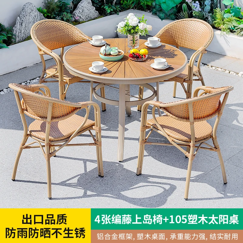 Factory Direct 2026 Top QZT Tavolo e sedia da esterno Sedia in rattan intrecciato Tavolo da pranzo da cortile per mobili per il