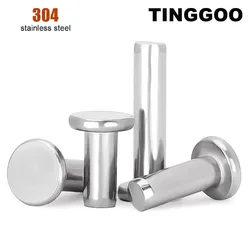 5/50pc M1.5 M2 M2.5 M3 M4 M5 M6 M8 GB109 304 Stainless Steel Flat Round Head Solid Rivet Self Plugging Knock-on Rivet Nail Bolts