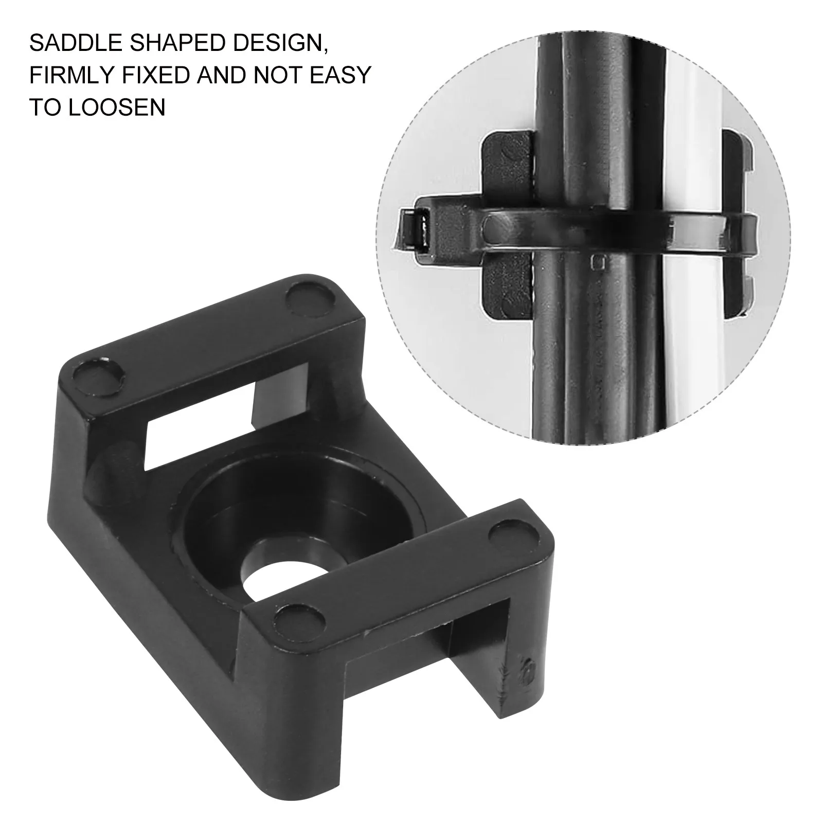 100Pcs Durable Cable Tie Mount Base Saddle Style Wire Holder Clips Cable Management Fixing Solution for Home Office Factory