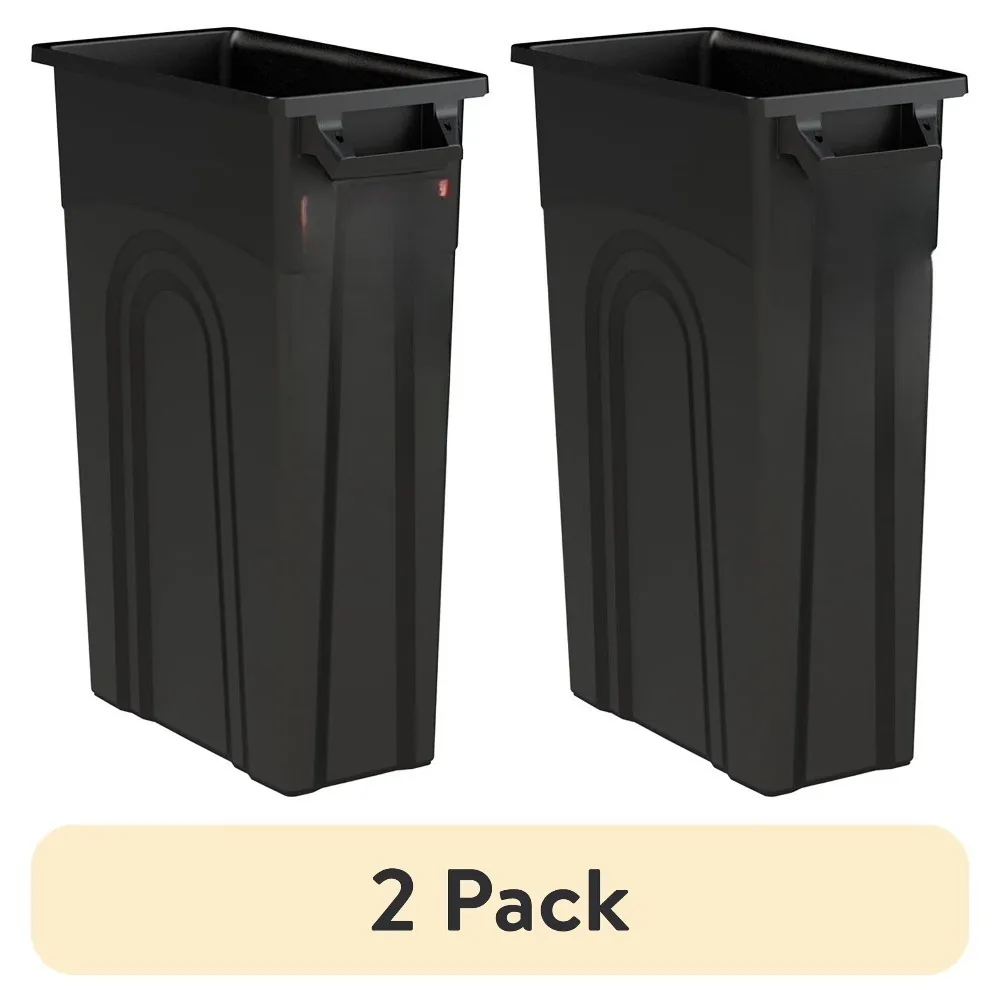 

2 Pack 23 Gallon Heavy Duty Plastic Garbage Can with Lid Outdoor Trash Bin Waste Container
