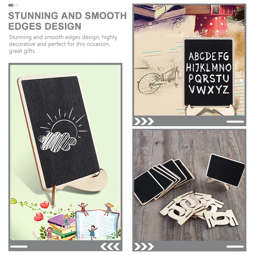 

10 Pcs Mini Small Blackboard with Easel Office Desk Decor Desktop Wooden Notice Boards for Kitchen Message & Signs