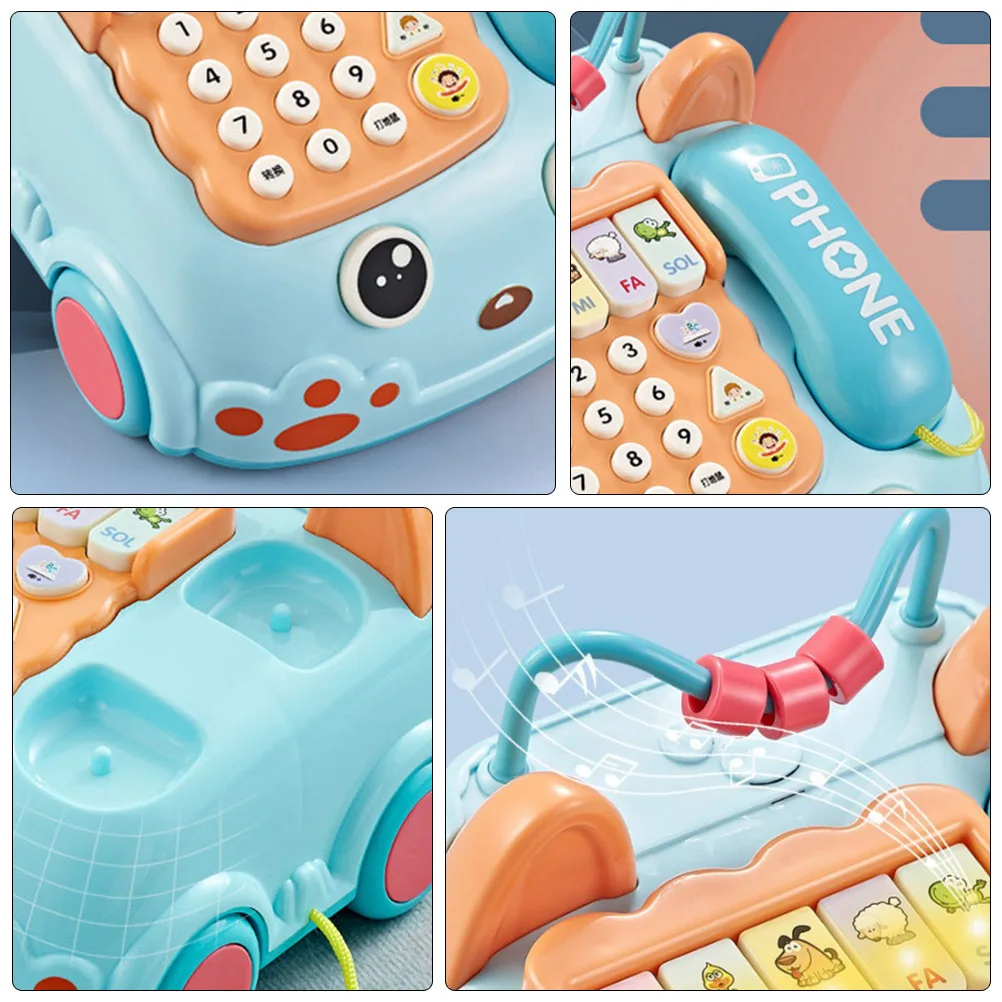 1Pcs Frühen Lernen Maschine Cartoon Fahrzeug Telefon Musik Licht Pädagogisches Spielen Telefon Verbessern Kind Intelligenz Geschenk