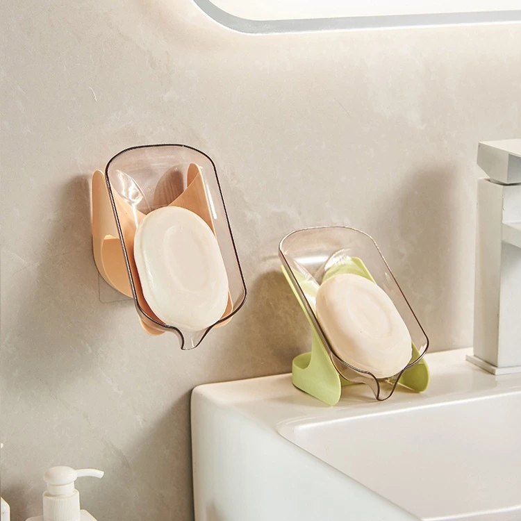 

Soap Box Drain Free Punching Household Light Luxury Suction Cup SoapBox Toilet Countertop Soap Rack Household Bathroom Shelf