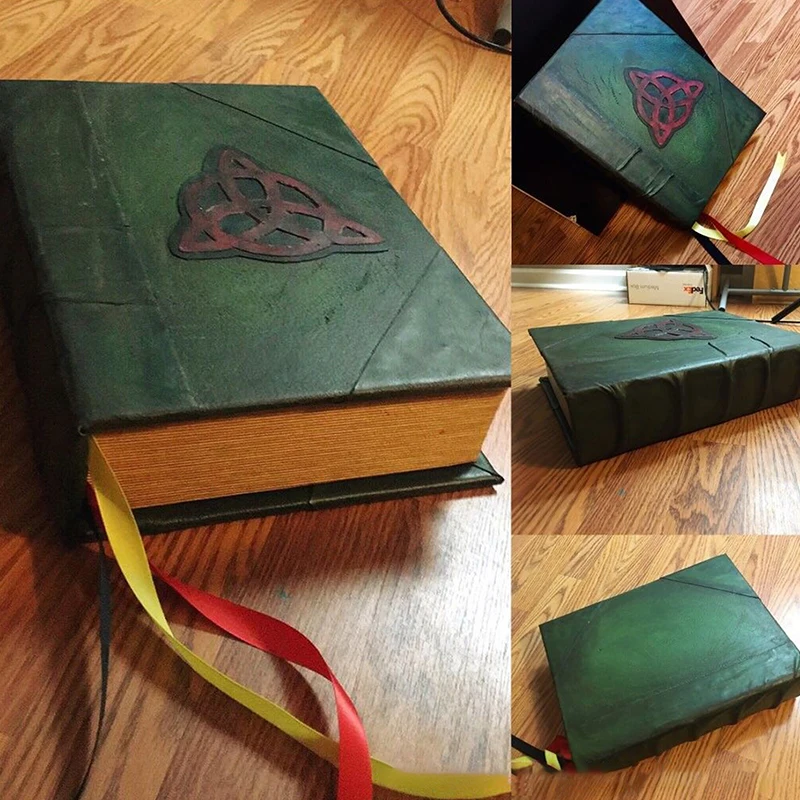 

1PCS Book Of Shadows Green Cover Bound Blank And Lined Journal 350 Pages Spells Records Spellbook Retro Gifts