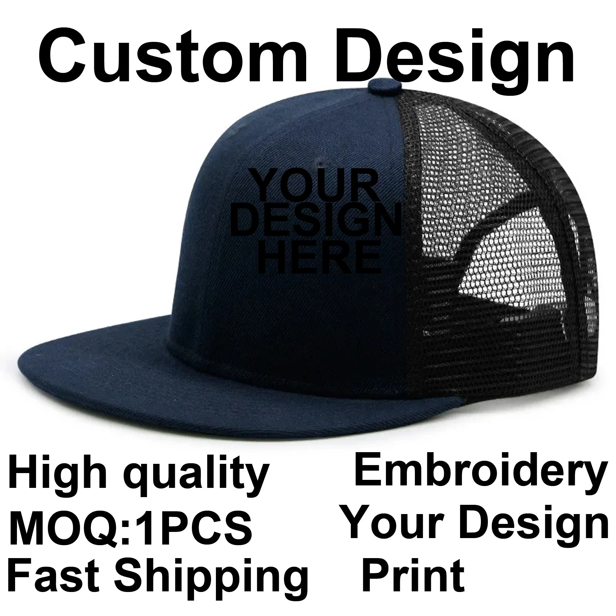 

BaronHong Custom Logo Baseball Cap Snapback Adult Design Logo Embroidery Print Trucker Hat Hiphop Mesh Hat Cap Wholesale