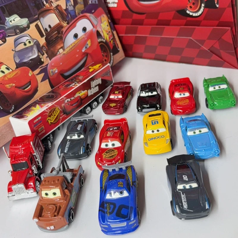 HOT Sale 12Pcs Pixar Cars Gift Box Metal Diecast lightning McQueen Car Model Toy Jackson Uncle Truck Boy Birthday Toys In Stock