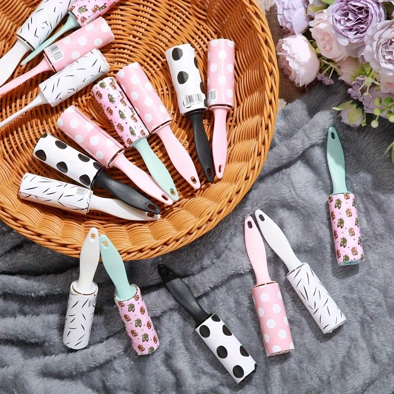 20-Piece Mini Lint Remover Set for Removing Pet Hair - 4 Colors (Pink, Blue, White, Black) and 4 Patterns - Portable Travel Size